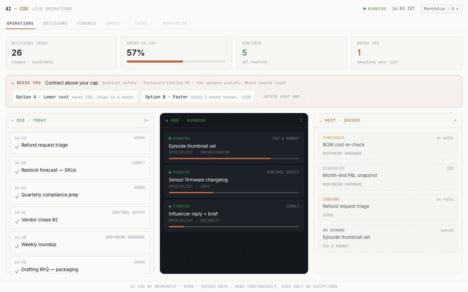 AI COO live-operations cockpit